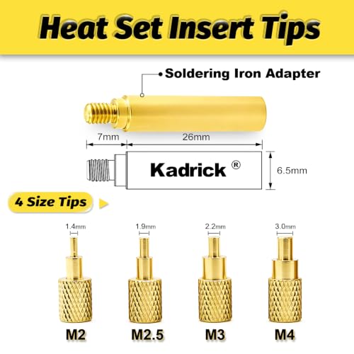 KADRICK 620Pcs M2 M2.5 M3 M4 Heat Set Inserts Kit with Heat Set Insert Tips - size: Kit M2-M4 620Pcs