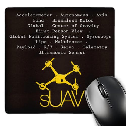 3dRose Black and Yellow Drone with DIY Accelerometer Gyroscope Brushless Motor GPS Mousepad