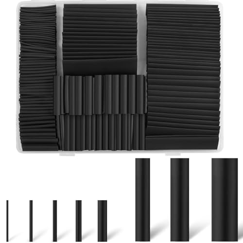 Rindion 270PCS Heat Shrink Tubing Kit, 2:1 Ratio Adhesive Lined, Marine Grade Industrial Heat Shrink Tubing, Long Lasting Insulation Wire Shrink Wrap Tubing- Black - size: 270PCS, style: Black