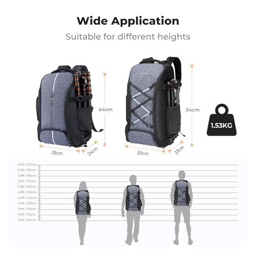 K&F CONCEPT Camera Backpack,30L Large Capacity Camera Bag for Photographers - color: 03-black-grey, size: 30L