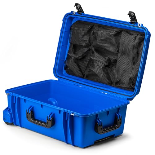 Seahorse 920 Professional Suitcase with Lid Organizer - TSA Approved, MIL‑Spec, IP67 Waterproof, USA Made, Secure Protective Lockable Wheeled Hard Case for Travel Enthusiasts - color: Blue, style: 920 Empty W/ Lid Organizer