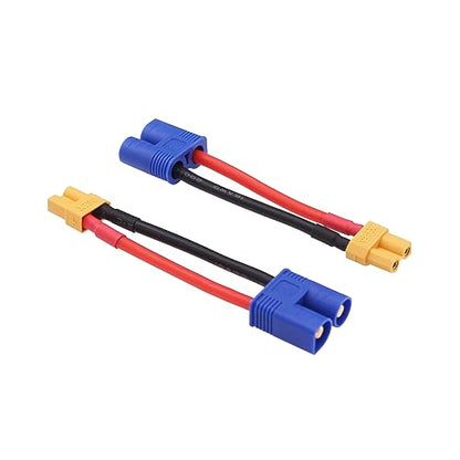 4pcs XT30 to EC3 Male Female RC Connector Adapter with 16awg 2inch Wire(E52-4)