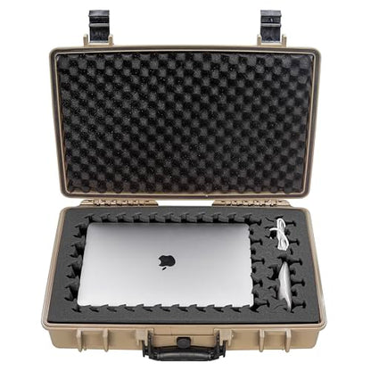 Eylar 20” Hard Laptop Case Equipped with RAGAR Reconfigurable & Reusable XP Crosslinked Foam Insert, Waterproof, Shockproof for Equipment, Drones, and Cameras (1 RAGAR Layer) (Tan) - color: Tan