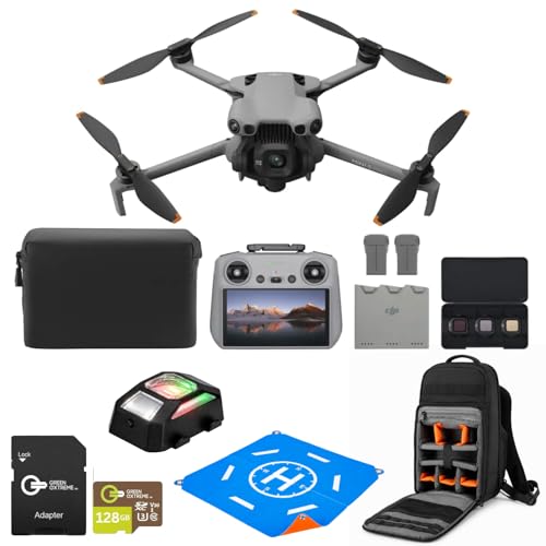DJI Mini 5 Pro Fly More PLUS Combo Drone with Camera Bundle with DJI RC 2 Controller, 3 Batteries, 4K Camera, 128GB microSD Card, Slinger Backpack, 20" Foldable Landing Pad and LED Strobe Light, Gray