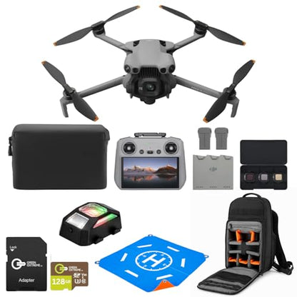 DJI Mini 5 Pro Fly More PLUS Combo Drone with Camera Bundle with DJI RC 2 Controller, 3 Batteries, 4K Camera, 128GB microSD Card, Slinger Backpack, 20" Foldable Landing Pad and LED Strobe Light, Gray