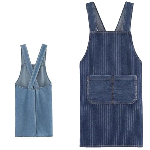Adult Cross Back Apron, Stain Resistant Cotton Apron with Pockets ﻿ - color: D