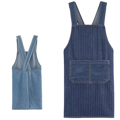 Adult Cross Back Apron, Stain Resistant Cotton Apron with Pockets ﻿ - color: D