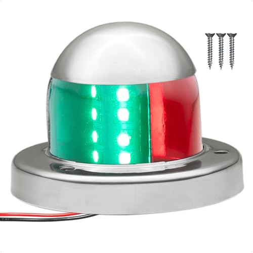 Five Oceans Boat Navigation Lights, LED Bow Bi-Color Light, Boat Navigation Lights Red and Green, Horizontal Mount Bi-Color Light, 12V, USCG Rules 2NM, for Pontoon, Fishing Boats, Bass Boats - FO4512 - style: Bi-Color Light