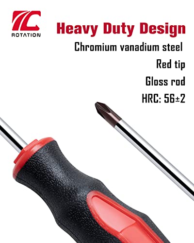 ROTATION 8pc Magnetic Screwdrivers Set, 4 Phillips and 4 Slotted Tips - color: 4pc Phillips+4pc Flat