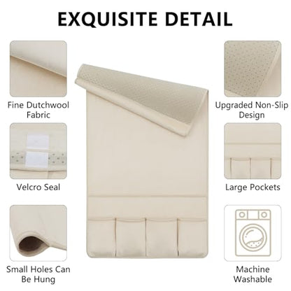 Remote Control Holder for Armchair Caddy, Remote Holder with 5 Pockets - color: Beige, size: 35"x18"