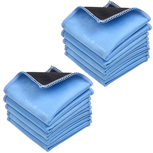 Microfiber Cleaning Cloths - 10 Pack - 6.6 x 6.2" - Double-sided Cleaning Cloths - Microfiber and Suede Cloth for Smartphones, LCD TV, Tablets, Laptop Screens, Camera Lenses and Other Surfaces - color: 10 Pack - 6.6 X 6.2" (Blue)