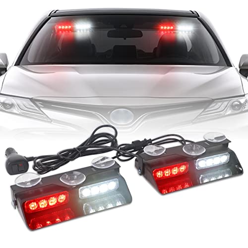XRIDONSEN 2 in1 Dash Strobe Lights Interior Windshield Lights - color: Red/White