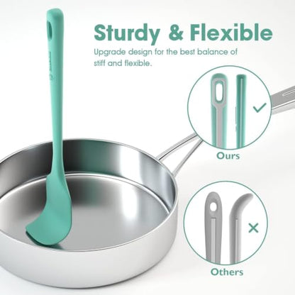 ChefAide 4 Pieces Silicone Spatulas Set, Heat Resistant Rubber Spatula - color: Sage, size: 4 pieces