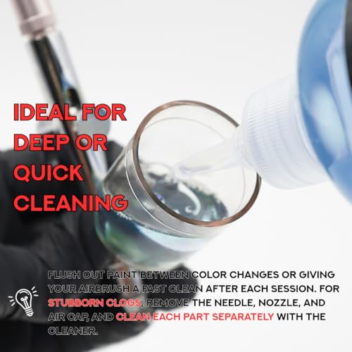Supreme Trimmer Airbrush Cleaner Solution – 500ML | Fast Acting Multi-Purpose Solution for Barber Airbrushes, Paint Brushes & Makeup Tools | Declogs, Lubricates & Removes Water-based Paint/Ink