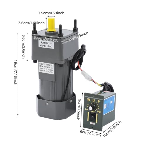 0-270RPM 250W 5K AC Variable Speed Gear Reduction Motor with Controller - color: 250W 5K