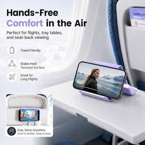 Airplane Phone Holder, Portable Travel Phone Stand, Lavender - color: Lavender-1PCS