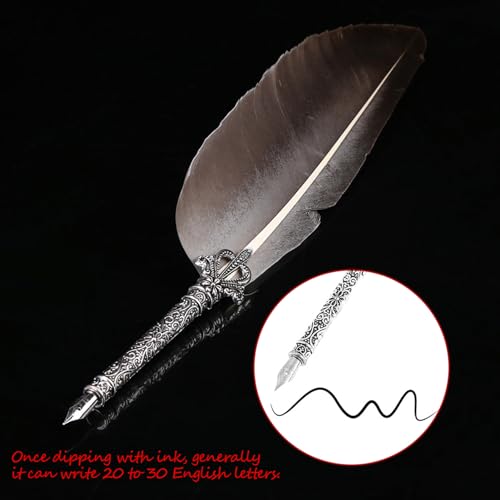 Feather Pen 10.63in Quill and Ink Bottle Set (Without Ink)
