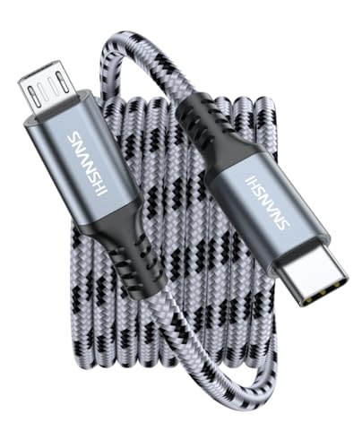 SNANSHI USB C to Micro USB Cable 4 ft - Nylon Braided Type C to Micro USB Charger Cord Support Charge & Sync Compatible with Ring Video Doorbell Battery, Kindle, PS4 Controller, Galaxy S7 - size: 4FT