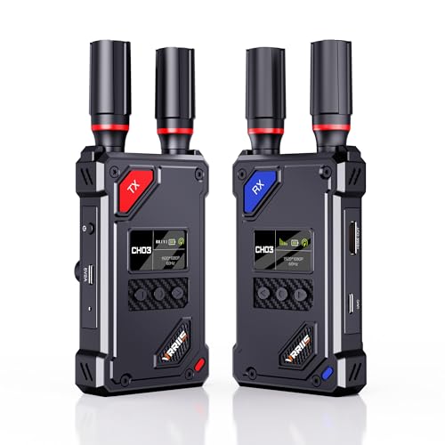 Wireless Video Transmitter and Receiver with UVC Out for Live System,Manual Switching of 20 Channels,Wireless Video Transmission System 1500FT Los Range,0.05s Delay,Up to 5 Devices(1TX+1RX)