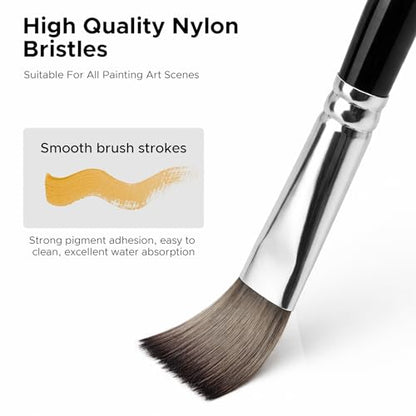 Bougimal 33 Pcs Paint Brush Set, No-Shedding Artist Paint Brushes - color: Black