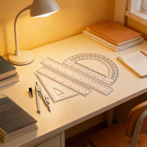 Geometry Set, 6 Pcs Compass and Protractor Math Protractor Compass Drawing Tool with Protactors Rulers Back to School Supplies for Students Teacher
