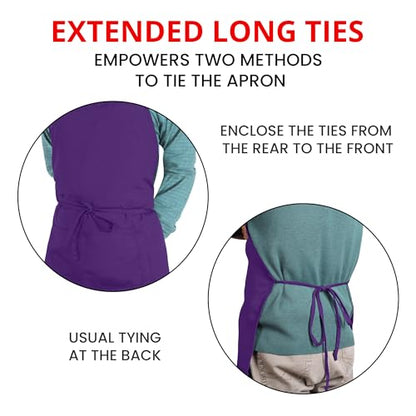 Utopia Kitchen Bib Aprons 10 Pack Adjustable With 2 Pockets - color: Purple