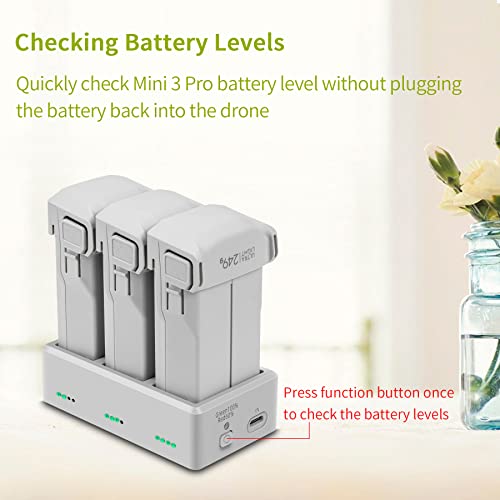 Hanatora Charger Hub with Storage Charging for DJI Mini 3,Mini 4/3 Pro Battery,Three Batteries in Sequence Charge Accessories
