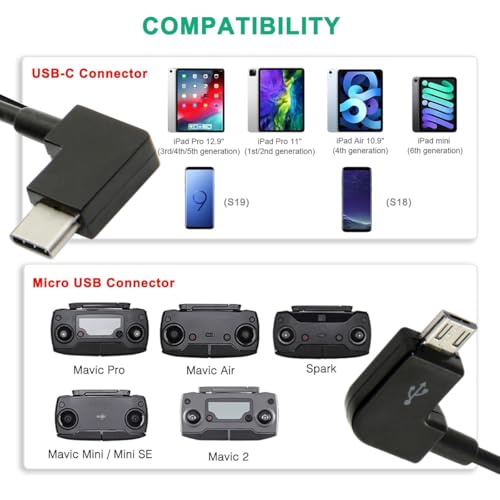 cablecc Remote Controller OTG Data Cable Type-C to Micro USB Compatible with FPV Aerial Photography Mavic Pro Platinum Mavic Pro RC Accessories - style: Type-C to Micro USB