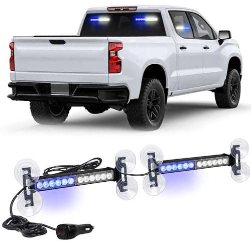 XRIDONSEN 2x 10.7 Inch Blue White Emergency Lights Windshield Strobe Lights - color: Blue/White