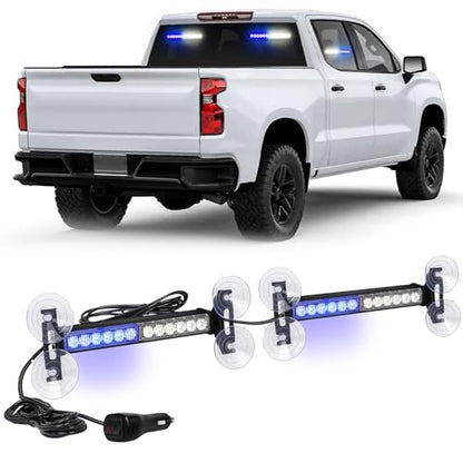 XRIDONSEN 2x 10.7 Inch Blue White Emergency Lights Windshield Strobe Lights - color: Blue/White