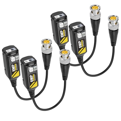 MEIRIYFA 8MP Passive HD BNC Video Balun Connectors Passive AHD/TVI/CVI/CVBS Transceiver Transmitter for 720P/960P/1080P/3MP/4MP/5MP/8MP CCTV Security Cameras - 2 Pairs