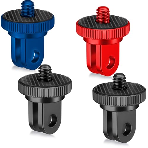 Frienda 4 Pcs Tripod Adapter Compatible with Gopro 1/4-20, Red, Black, Blue - color: Red, Black, Blue