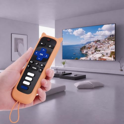 Silicone Remote Cover, Glow in the Dark Sleeve with Lanyard, Orange Purple - color: Orange Purple