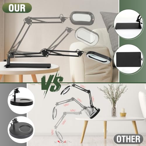 Veemagni 12X Rectangle Magnifying Glass with Light and Stand, Real Glass - color: Black