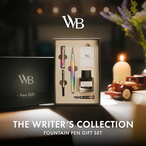 Wordsworth & Black Fountain Pen Gift Set, Medium & Extra Fine Nib, Rainbow - color: Rainbow