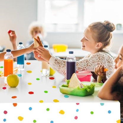 Mindsoft 3 Pcs White Rainbow Polka Dots Plastic Tablecloth Party - color: White, style: Rainbow Polka Dots