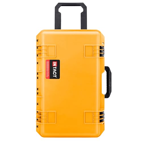Eylar 22" Intact Premium Series Rolling Carry-On Hard Case with Wheels, IP67 Waterproof Crushproof, TSA Approved Travel Luggage, Customizable Pluck Foam for Cameras, Drones, Gear (Yellow) - color: Yellow