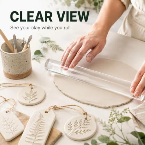 DIYOOHOMY 11.8" Acrylic Rolling Pin, Polymer Clay, Baking, Fondant Tools - color: clear-1
