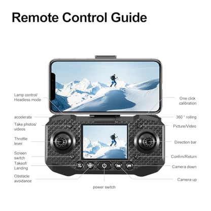 ikaufen S160 Drone with Built-in screen control, Camera for Adults RC Drone With HD Dual Camera WiFi FPV Foldable Quadcopter Aircraft +2 Battery (S160 screen control+2Batte White1) - size: S160 Dual Camera Screen Control + 2 Battery White1