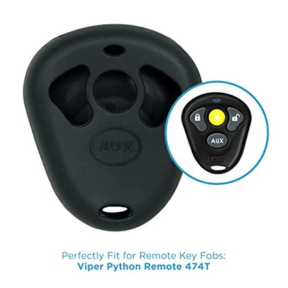 Keyless2Go Replacement for New Silicone Cover Protective Cases for Viper Python Remote 474T - Black - (2 Pack)