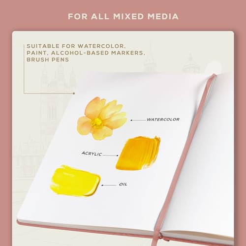 Beechmore Books A4 8.5x11 Mixed Media Sketchbook 300 GSM/140lb - color: Rose Wood, size: A4 - 8.5" x 11.5" Large