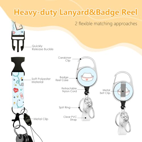 Nurse ID Badge Holder with Lanyard, Funny Docter Retractable Reel Clip - color: Nurse-blue