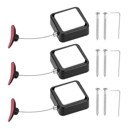 PATIKIL 3.3ft (1M) Retractable Remote Control Cable Tether 2N, 3PCS Remote Control Security Lanyard Lock Adjustable Locking Leash with Plastic Cap for TV Phone Tablets Showroom, Black - color: Black, size: 3.3ft
