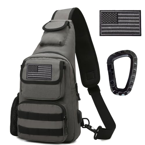 Tactical Shoulder Bag - 1000D Molle Military Backpack Outdoor Daypack Chest Pack - color: Darkgray