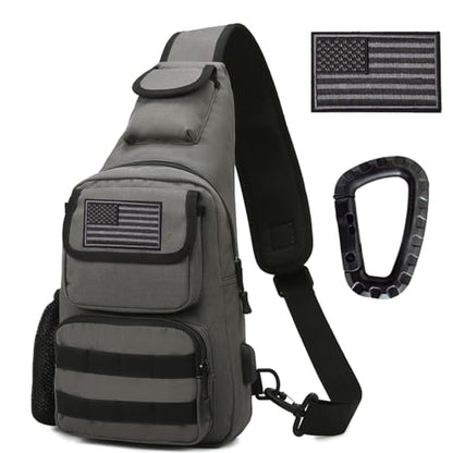 Tactical Shoulder Bag - 1000D Molle Military Backpack Outdoor Daypack Chest Pack - color: Darkgray