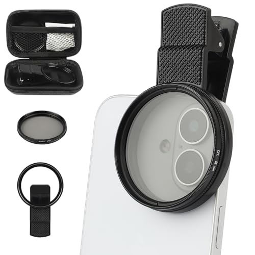 52mm Clip-On CPL Phone Camera Lens Filter, Polarizer Circular Filter, Ultra Slim Multi- Coated CPL Filter Compatible with iPhone 17/16/15/14/13 Samsung - size: 52mm