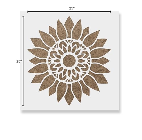 Mandala Sunflower Stencil - Stencil Template, Nature Stencil, Large Stencils, Sunflower Template, Stencils for Wood - size: 25"x25"