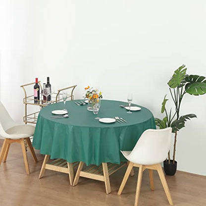Evershine (12-Pack Heavy Duty Plastic Table Covers Tablecloth (Reusable) (Round 84", Hunter Green) - color: Hunter Green, size: 12 PACK Round 84"