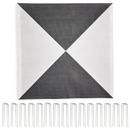 Sky High Bull's-Eye (24"x24") Degradable Drone Ground Control Point GCP with 30 Staples (Black/White Iron Cross) | Aerial Targets for Drone Mapping & Surveying | Compatible with DroneDeploy & Pix4D - size: 24in Burlap Iron Cross (6)