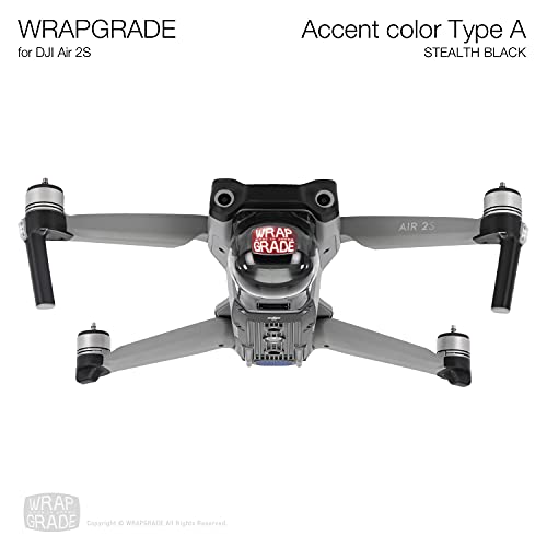 Wrapgrade Skin Compatible with DJI Air 2S | Accent Color A (Stealth Black) - color: Stealth Black